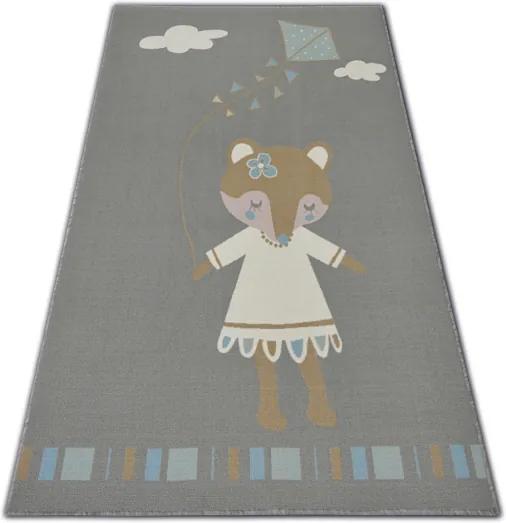 Detský protišmykový koberec LOKO Myška sivý - 160x220 cm