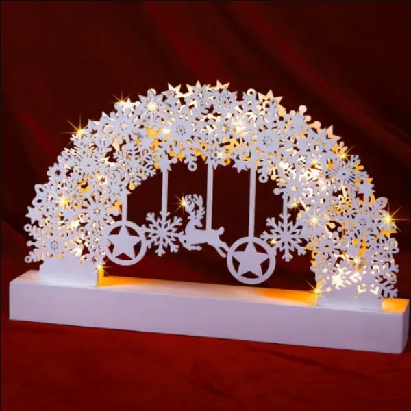 LED Vianočný oblúk – vločka, biely