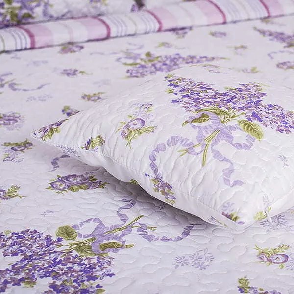 Prehoz na posteľ LAVENDER GARDEN 200x220 cm - fialový/biely