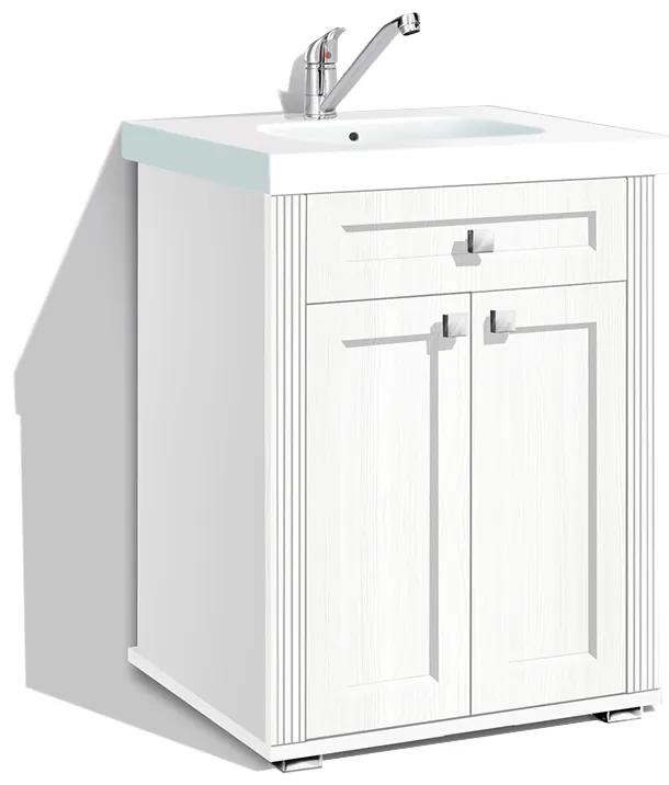 Kúpeľňová skrinka Retro KR 10 s umývadlom farba lamina: biela 113