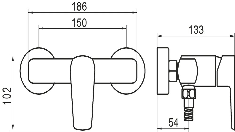 Novaservis Metalia 58, sprchová batérie bez príslušenstva 150 mm, čierna matná, 58061/1-5