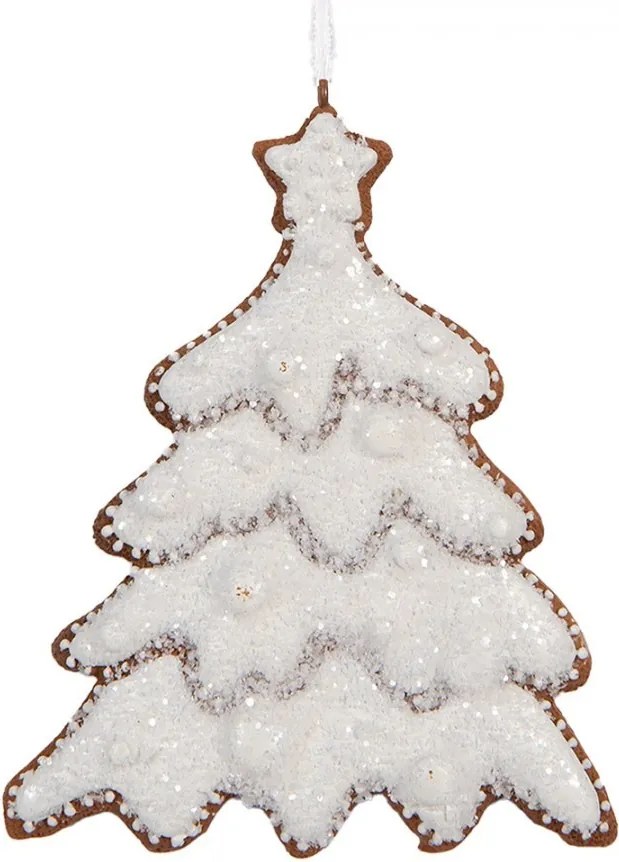 Závesná dekorácia zasnežený perníkový stromček Frosted Ginger - 9*1*10 cm