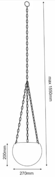 Závesný kvetináč 155x27 cm čierna