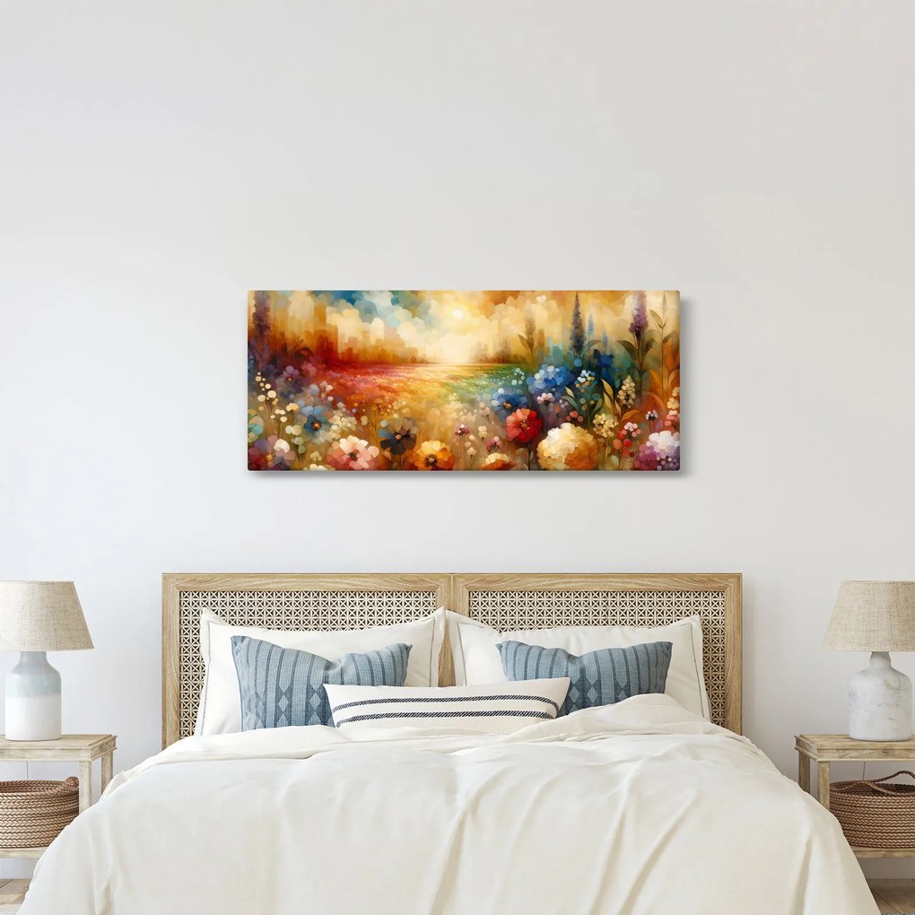 Obraz - Pestrofarebná lúka (120x50 cm)