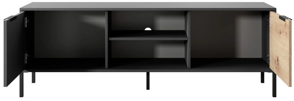 TV stolík/skrinka Rastafa 153 2D (dub artisan + čierna). Vlastná spoľahlivá doprava až k Vám domov. 1071383