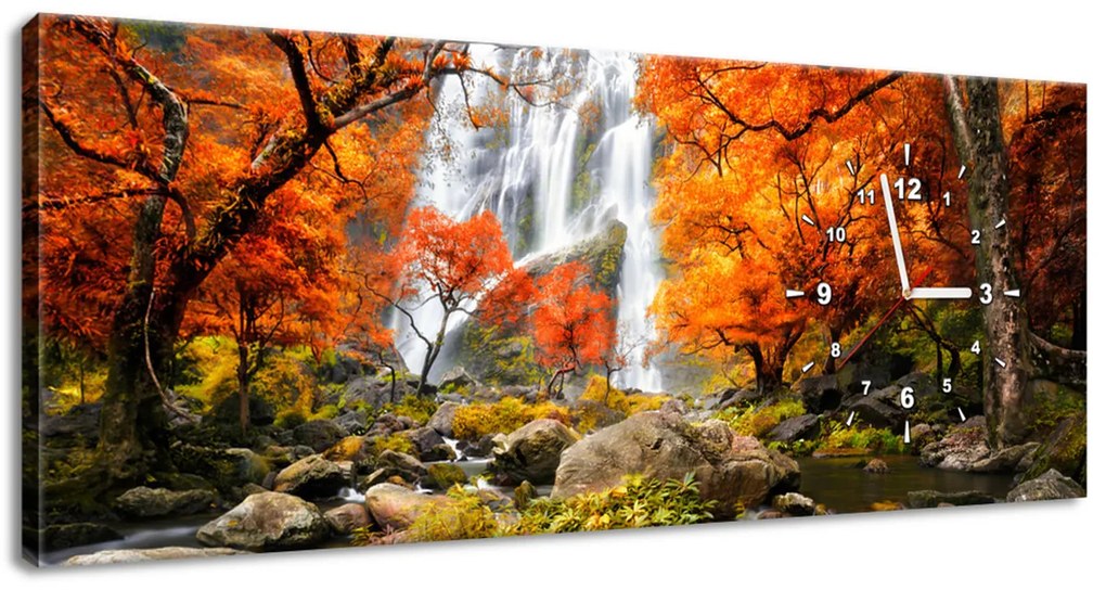 Gario Obraz s hodinami Jesenný vodopád Rozmery: 60 x 40 cm
