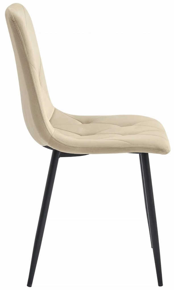 Svetlobéžová zamatová jedálenská stolička LIBRA s čiernymi nohami