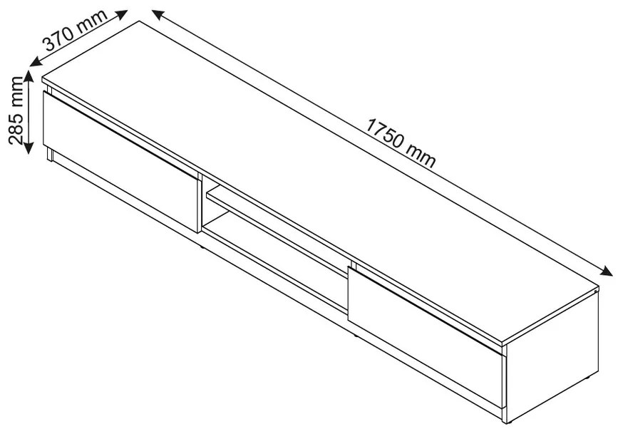 TV stolík Carlos, šedý betón, 175 cm