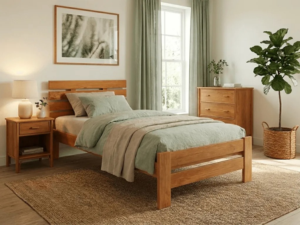 Posteľ PARIS zvýšená 90x200 cm, jelša Rošt: S lamelovým roštom, Matrac: Matrac DELUXE 10 cm