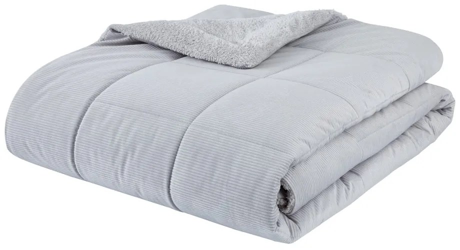 Svetlosivá prešívaná prikrývka z mikroplyšu na dvojlôžko 200x220 cm Cosy Cord - Catherine Lansfield