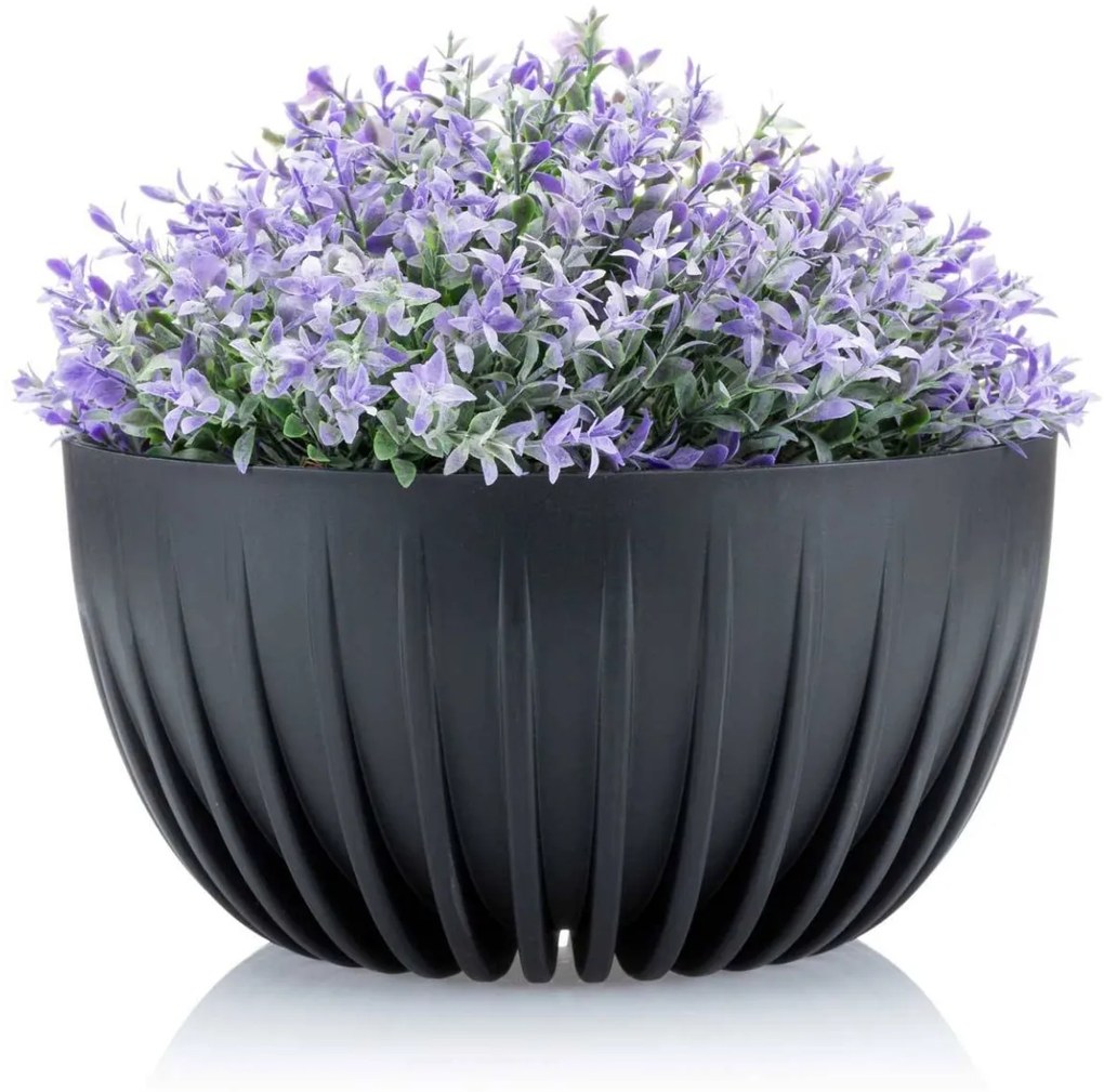 Sada 2 květináčů STRIPPED ECO antracitová