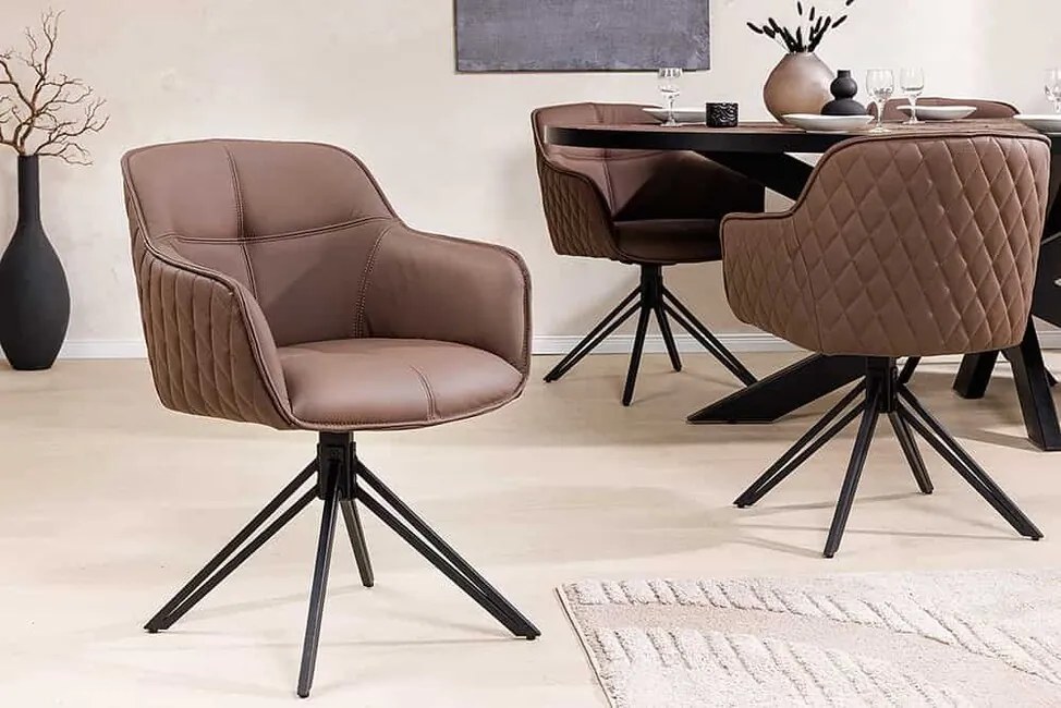 Otočná kožená jedálenská stolička Euphoria hnedá