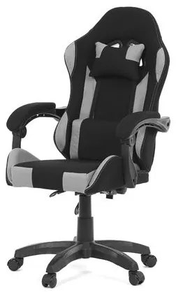 Herné kreslo KA-R209 GREY čierna a sivá látka