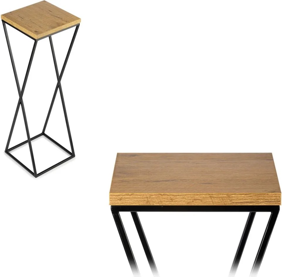STOJAN NA KVETINÁČ LOFT6 70X24X24 CM ČIERNA/HNEDÁ