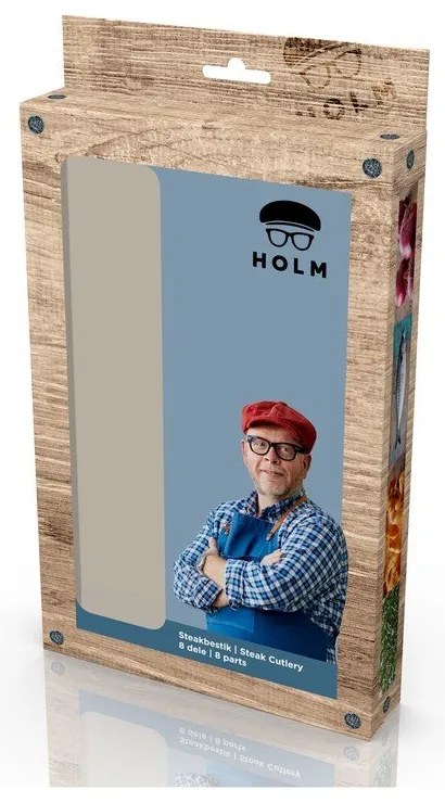 Antikoro steakové príbory v súprave 8 ks v striebornej farbe/v prírodnej farbe – Holm
