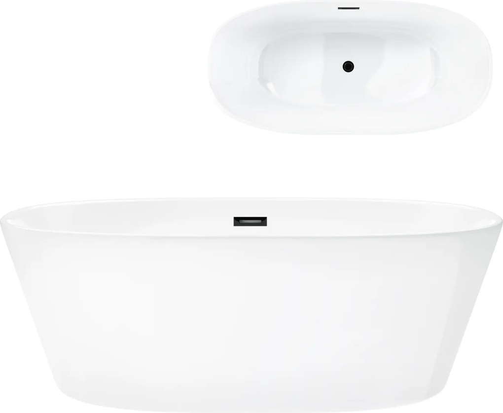 Voľne stojaca vaňa Corsan Salina 160 x 75 cm, korok klik-klak, čierna