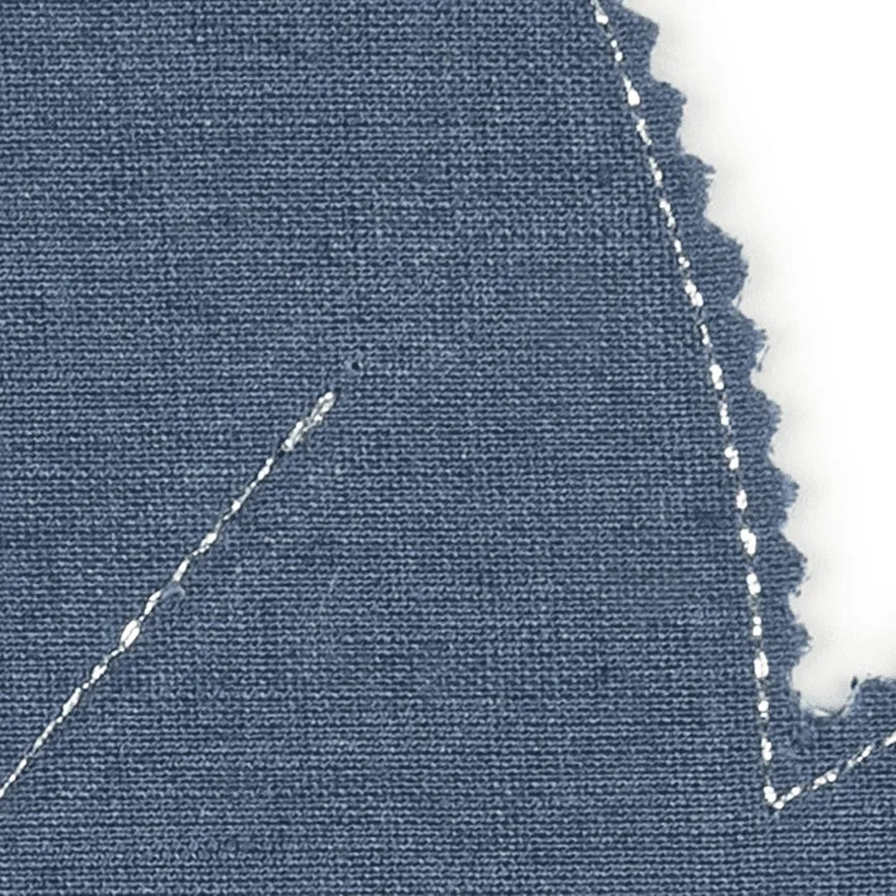 Ľanové prestieranie javorový list džínsová so striebrom 37x37cm