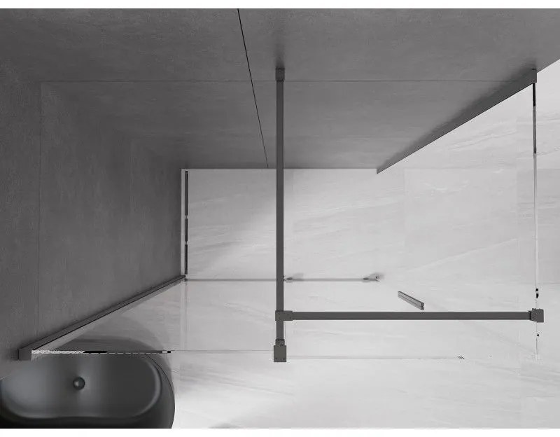 Mexen Velar, sprchový kút s posuvnými dverami 160(dvere) x 70(stena) cm, 8mm číre sklo, grafitová matná, 871-160-070-01-66