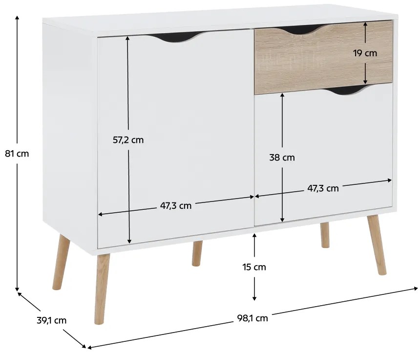 Kondela Komoda, dub sonoma/biela, OSLO 75387