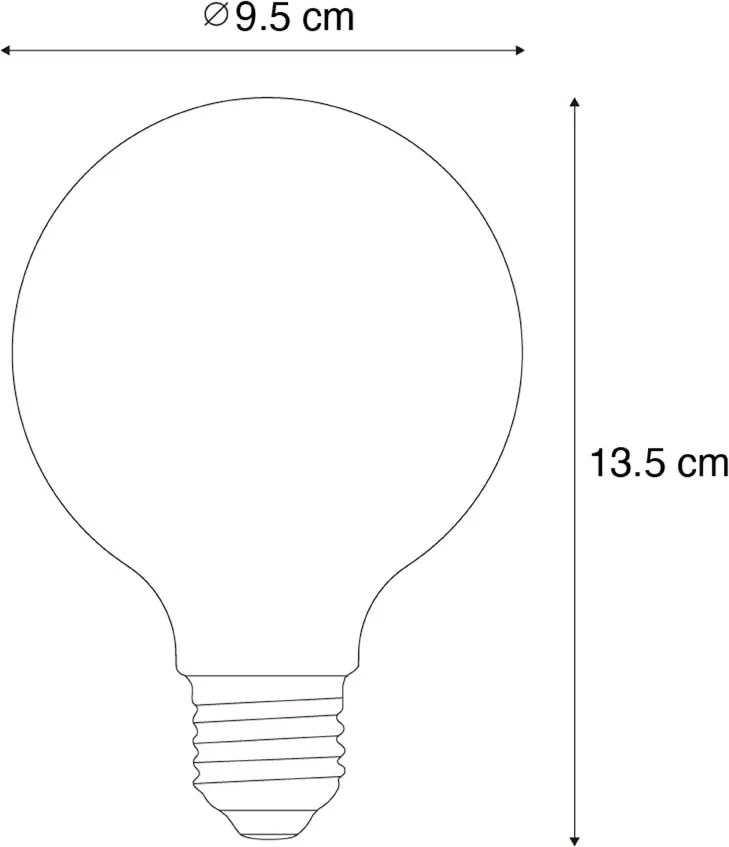 Sada 5 E27 3-stupňová stmievateľná LED žiarovka Zlatá G95 4W 450 lm 2700K