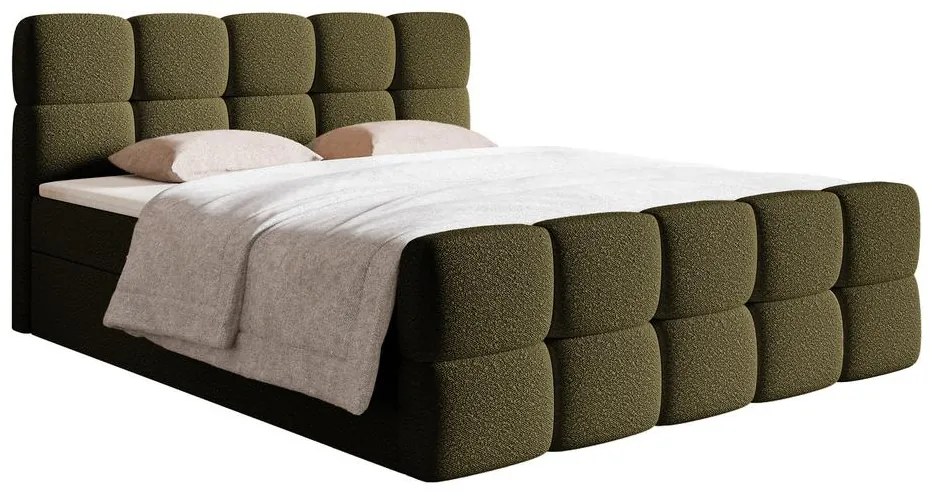 Manželská kontinentálna posteľ 140 cm Cirsten 140C (s roštom a matracom) (s úl. priestorom) (olivová). Vlastná spoľahlivá doprava až k Vám domov. 1100162