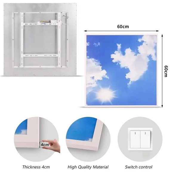Brilagi - LED Stropné svietidlo SLIMFRAME SKY LED/58W/230V 60x60 cm strieborná/modrá