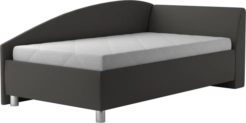 Rohová posteľ Andrew pravá 110x200 cm, tmavo šedá látka