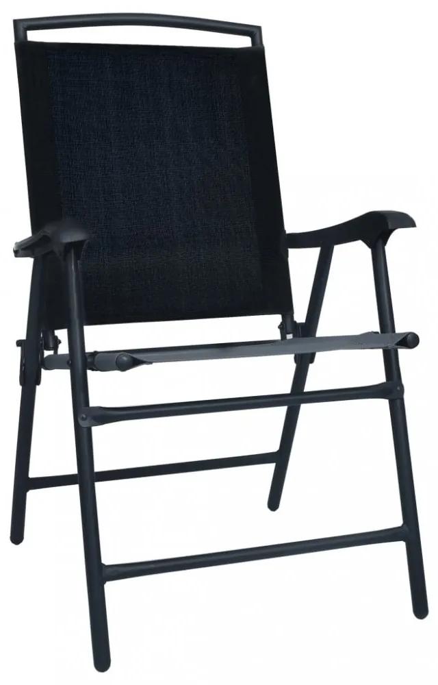 Skladacia záhradná stolička 2 ks Dekorhome Čierna