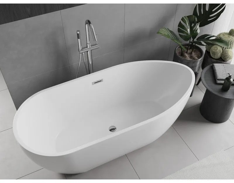 Mexen Eos, voľne stojaca vaňa 170 x 75 cm, biela, chrómový prepad, 52471707500-01