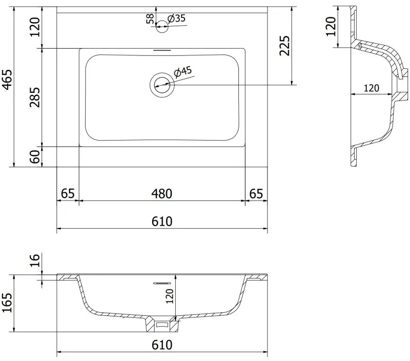 Mexen Orio, kúpeľňová skrinka 60 cm s umývadlom Otis, 1 zásuvka, biela lesklá, 91A10-06047-1-BF00-W18M00