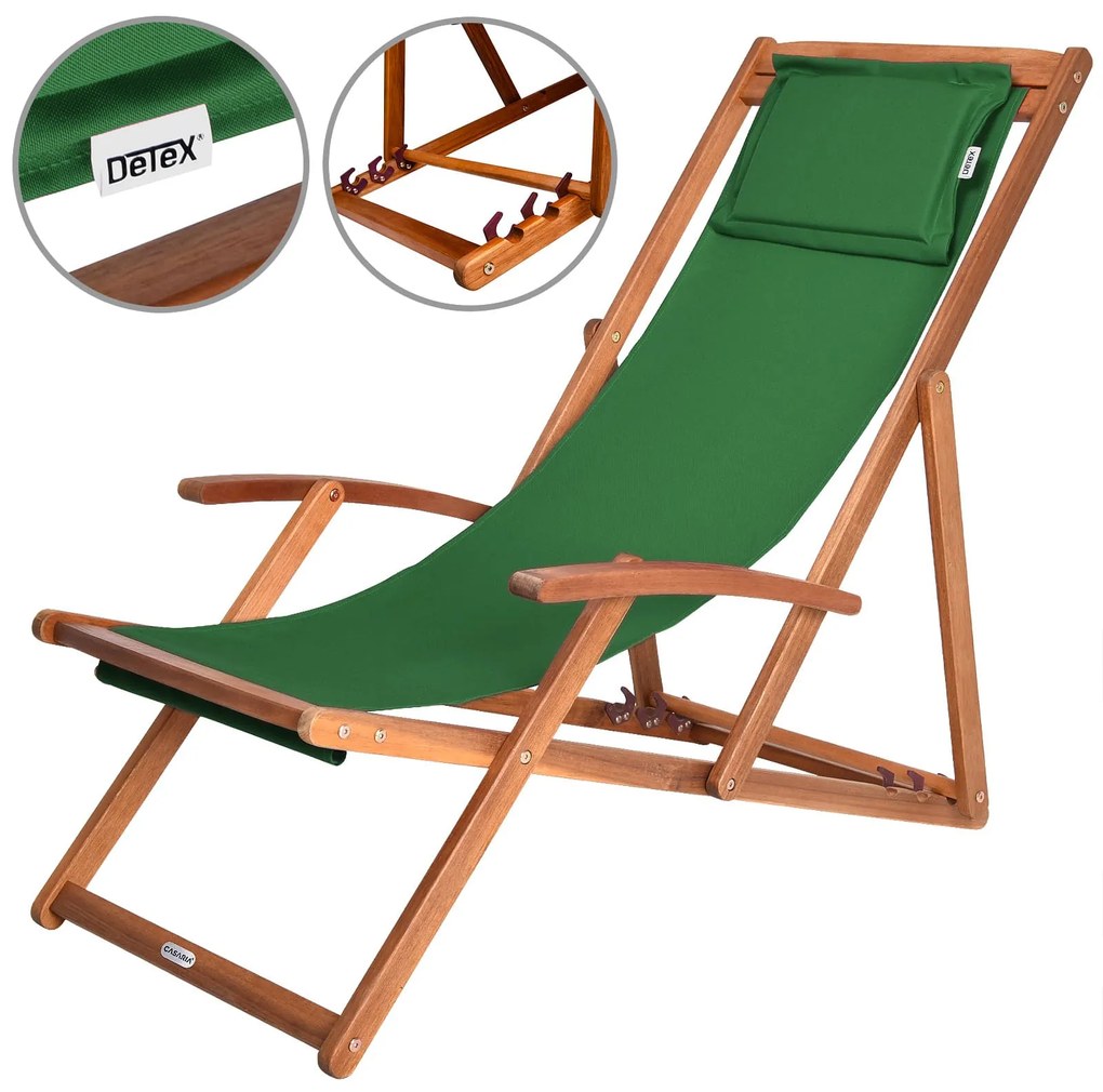 Záhradné lehátko SIENA, 65x87x102cm, zelená Casaria