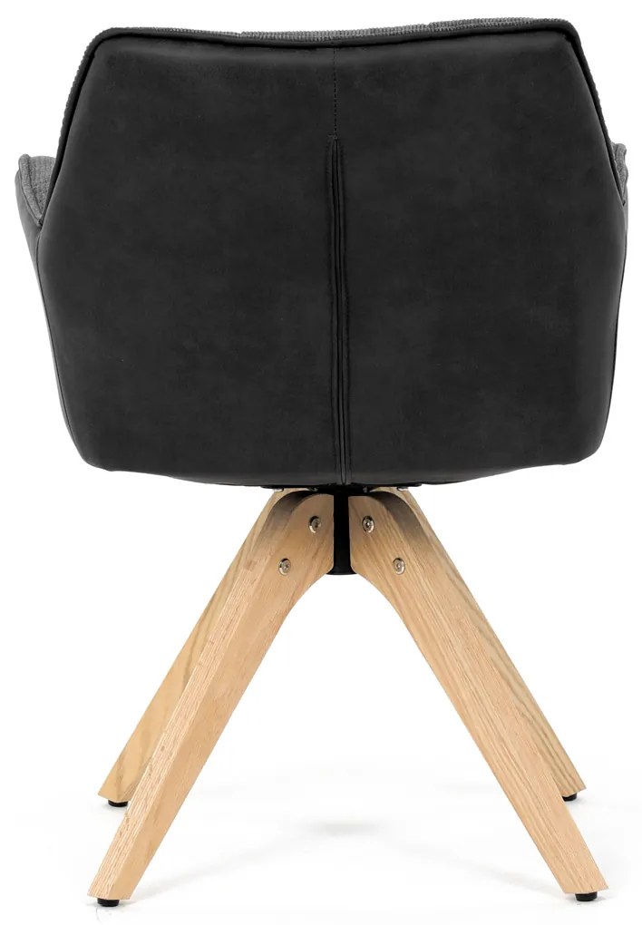 Autronic - Židle jídelní, šedá látka a černá látka v dekoru broušené kůže, noha masiv dub, otočný mechanismus 360° - HC-D7180 GREY2 AKCE