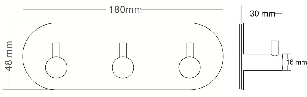 Sapho Sapho, samolepiaci trojitý háčik, okrúhly, čierna matná, 32203B
