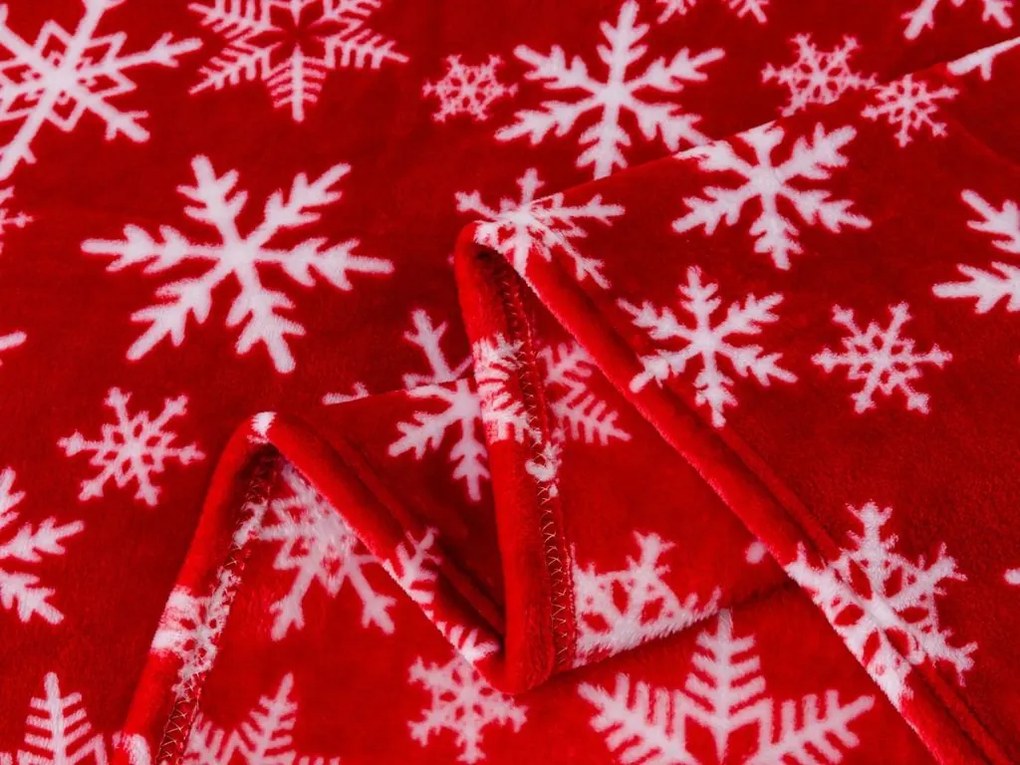 Vianočná mikroplyšová deka FROSTY FLAKES, červená Rozmer: 160 x 200 cm