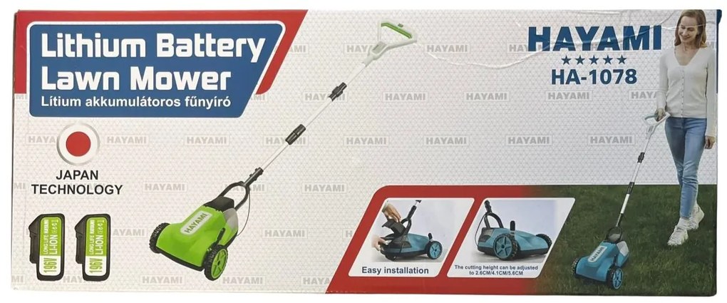 Kosačka na trávu HAYAMI HA-1078 + 2x batéria + príslušenstvo