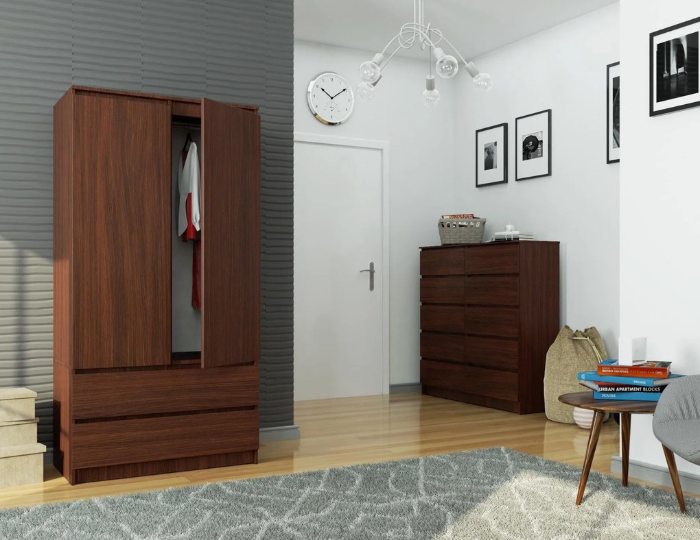 Šatníková skriňa Safwan (wenge). Akcia -11%. Vlastná spoľahlivá doprava až k Vám domov. 1128798