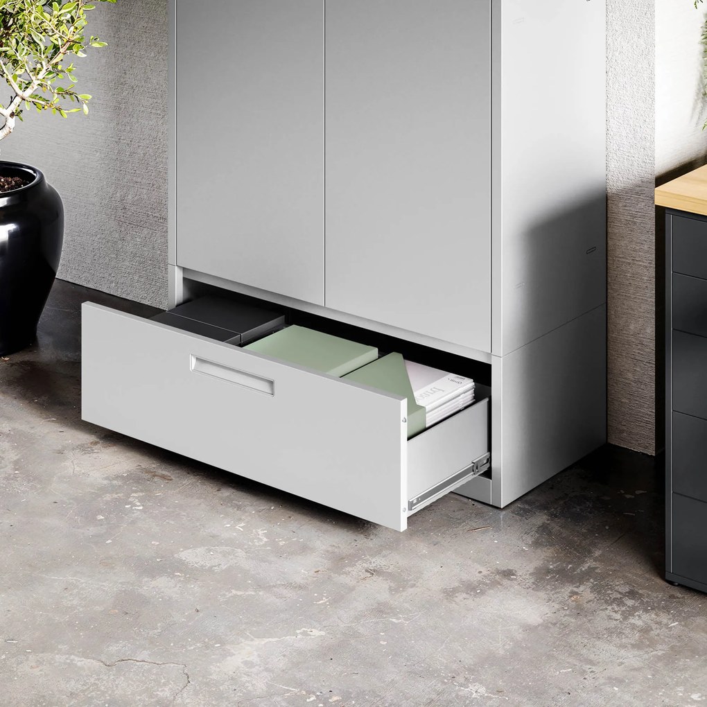 Modulárna kovová multifunkčná skriňa so zásuvkou sivá MEGAN 1850 x 900 x 400 mm