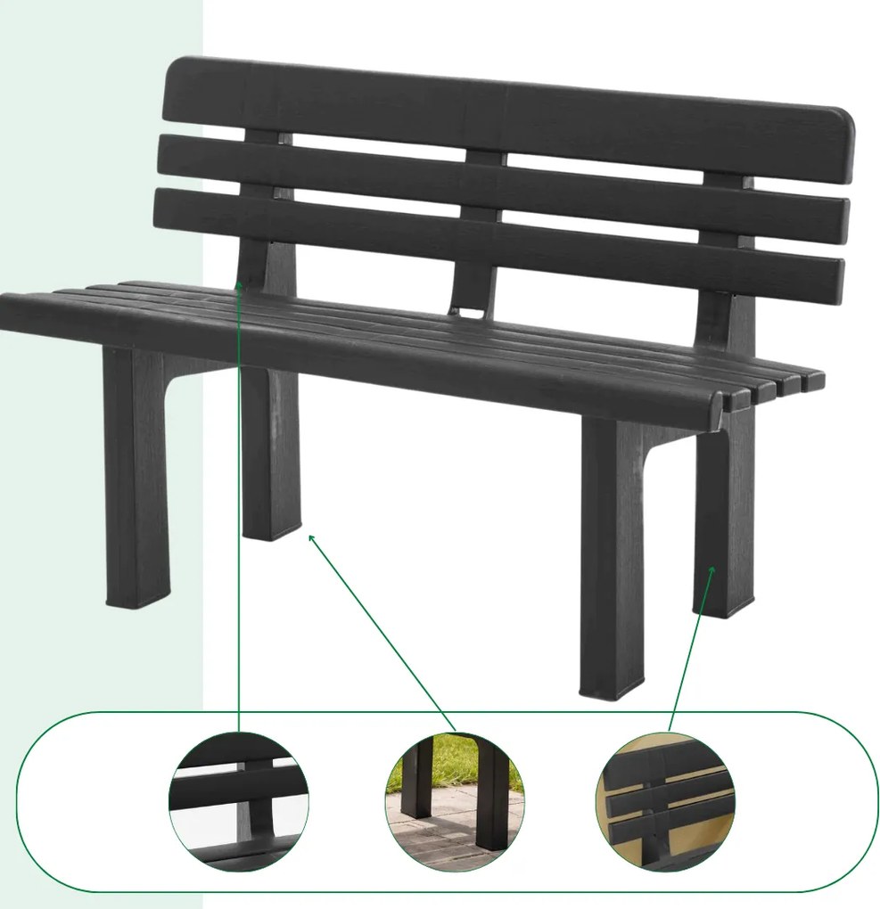 Záhradná lavica GENZIANA, 110x52x71cm, antracitová I.P.A.E-Progarden