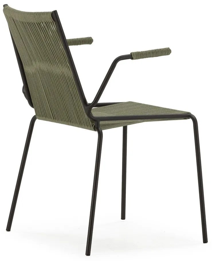 Zelené kovové jedálenské stoličky v súprave s podrúčkami/stohovateľné 2 ks Emily – Marckeric