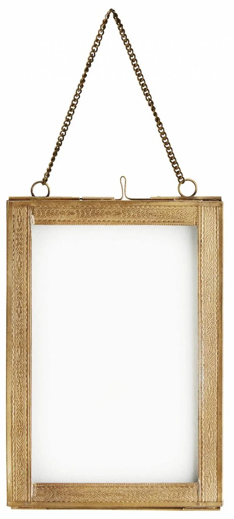 MADAM STOLTZ Sklenený fotorámik Antique brass - menší