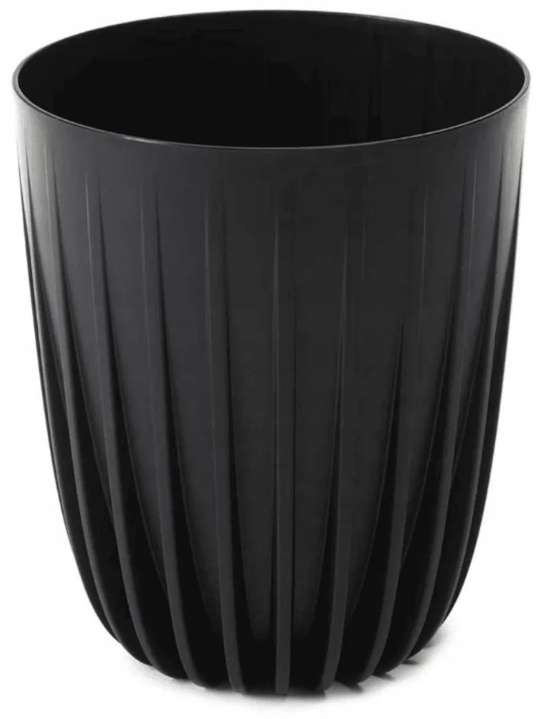 PLASTOVÝ KVETINÁČ STRIPPED ECO 30X25 CM ANTRACITOVÁ