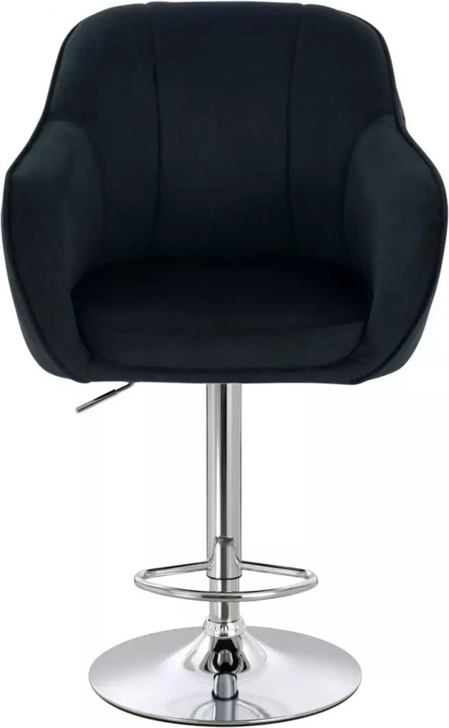 LuxuryForm DESIGN Barová stolička AVOLA VELUR na striebornom tanieri - čierna