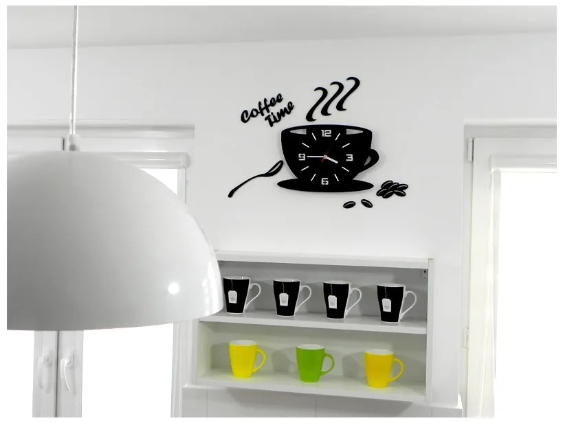 Nástěnné hodiny Coffee černé