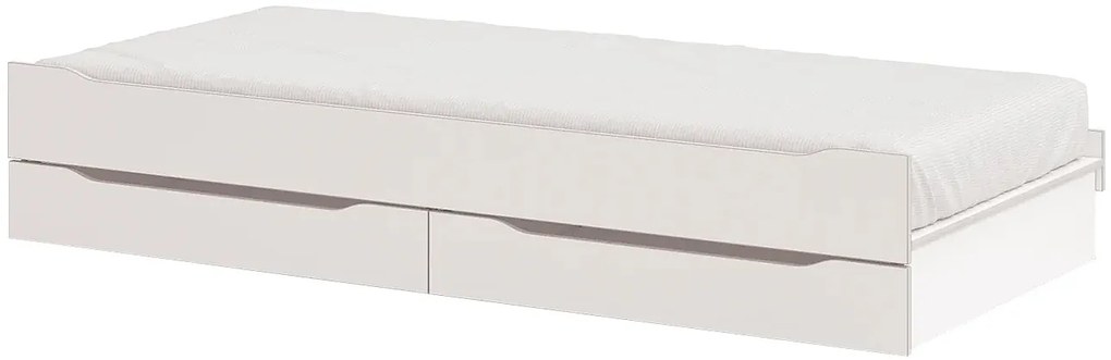 Poschodová posteľ s prístelkou, úložným priestorom a rebríkom Pure Modular - biela