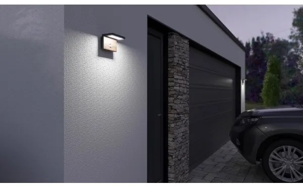 LED Vonkajšie svietidlo so senzorom NATURA LED/12W/230V 4000K IP54 hnedá/antracit