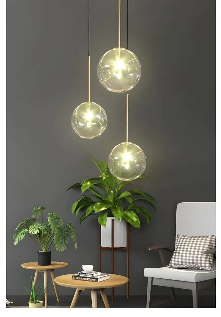 Toolight Toolight, sklenené guľové závesné stropné svietidlo 15cm, 1xG4, APP1680-1CP, OSW-04300