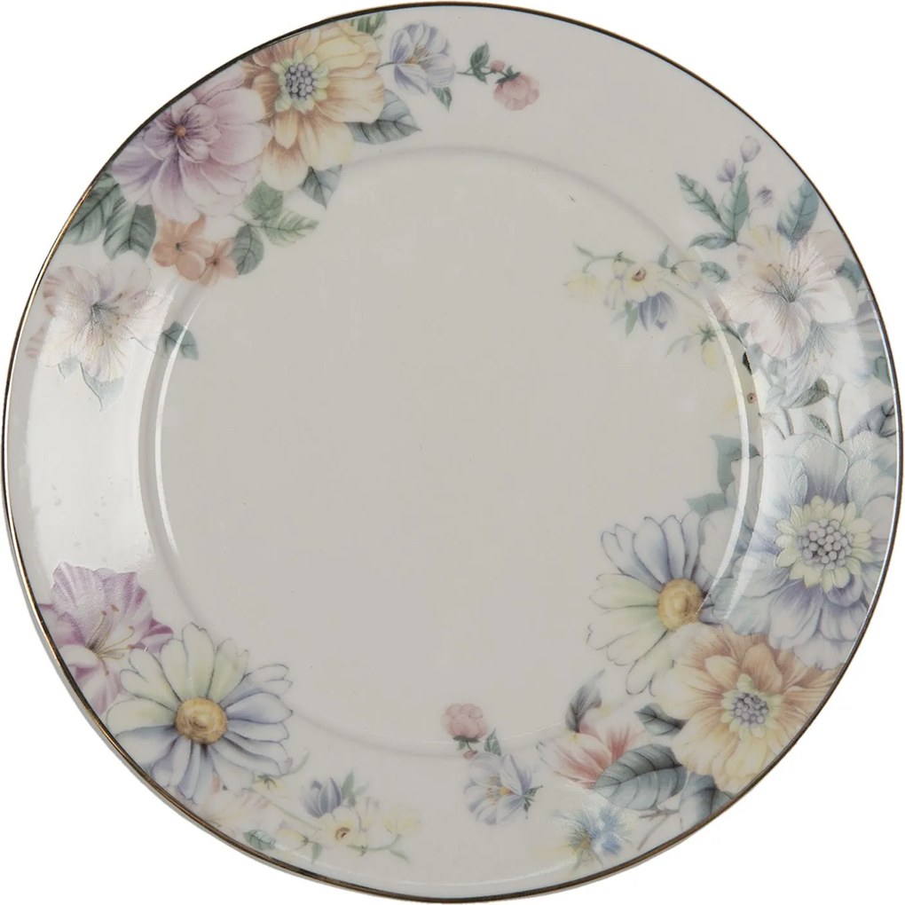Porcelánový dezertný tanierik s kvetinami Flowers - Ø 20*2 cm