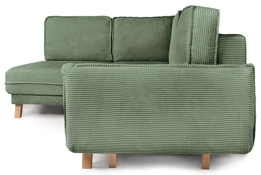 Svetlozelená menčestrová rozkladacia rohová pohovka (ľavý roh) Tori – Bonami Selection