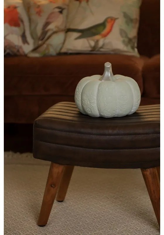 Dekorácia zelená keramická tekvica s ornamentom - Ø 23*18 cm