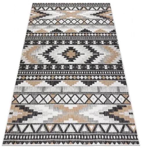 Dywany Łuszczów Kusový koberec Cooper Sisal Aztec 22235 ecru/black – na von aj na doma - 140x190 cm